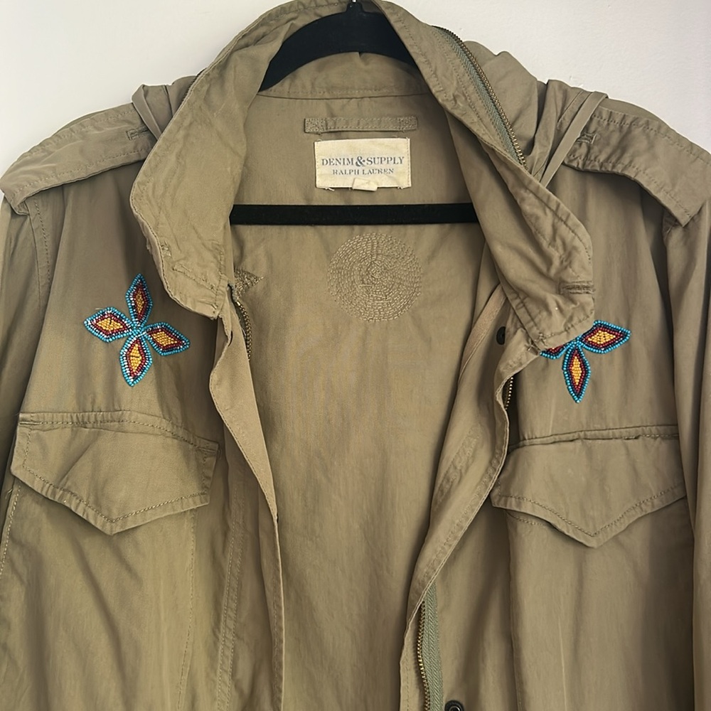 Denim & Supply Ralph Lauren cotton beaded cargo military jacket - Picture 2 of 9